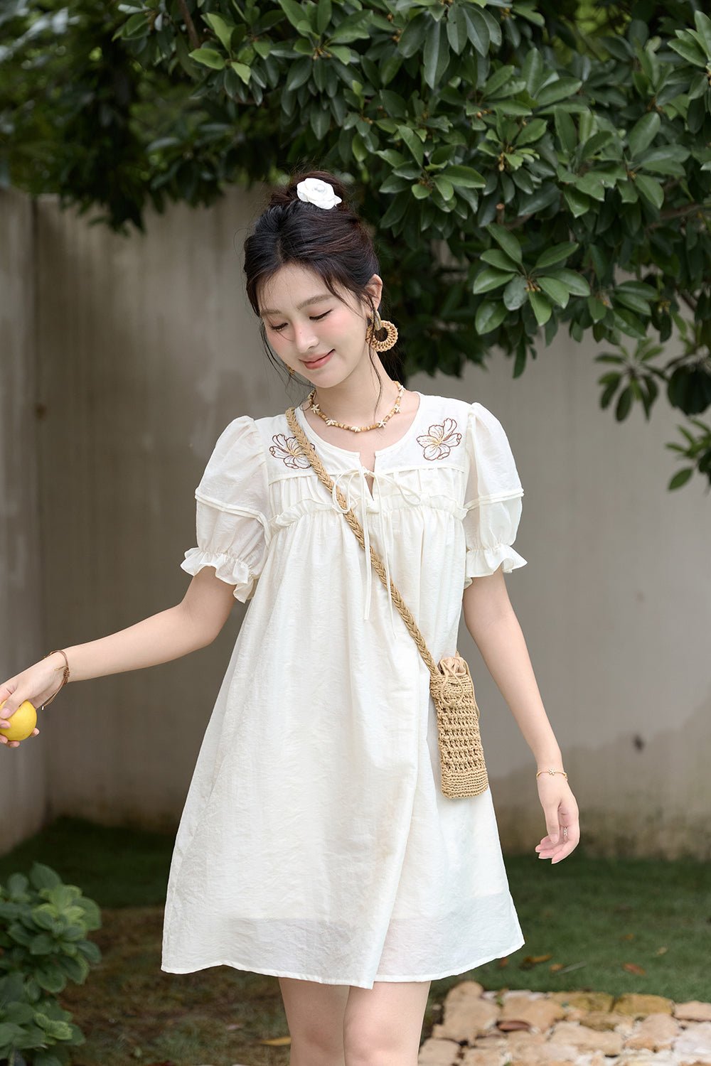 Gaun Midi Solid untuk Wanita