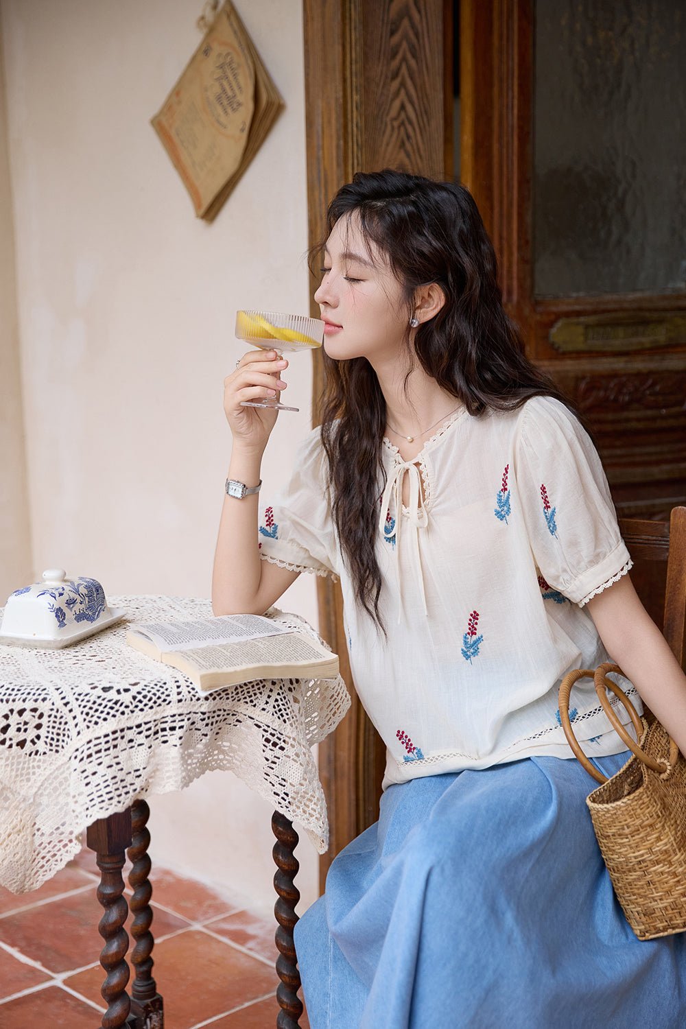여성용 100% 코튼 블라우스