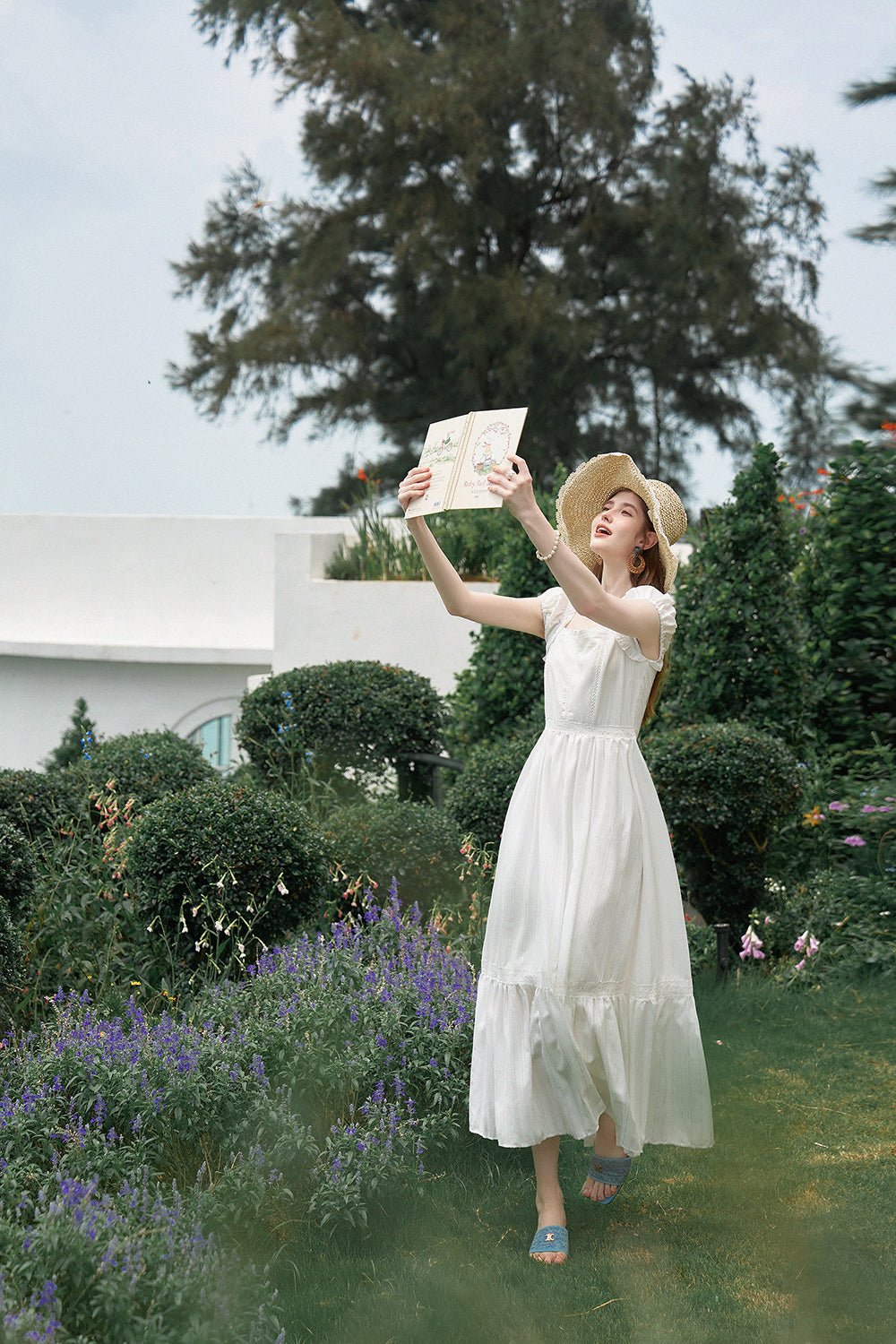 화이트의 여성 A 라인 Maxi 원피스