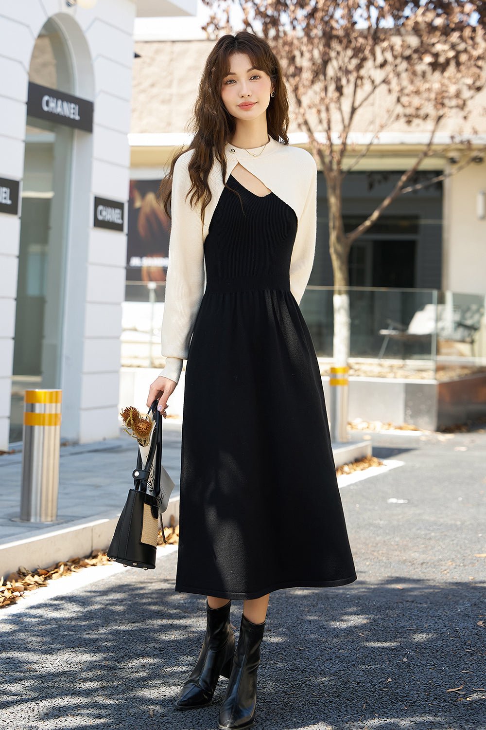 Set Gaun dan Mantel Tali Spaghetti