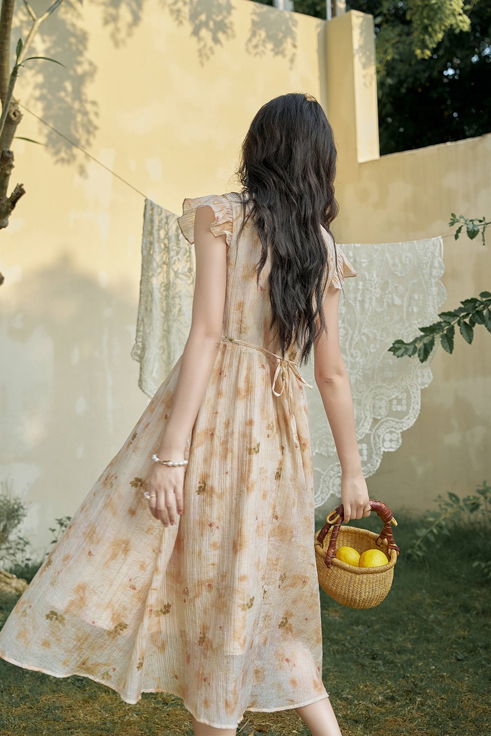 A-line Printing Maxi Dress untuk Wanita