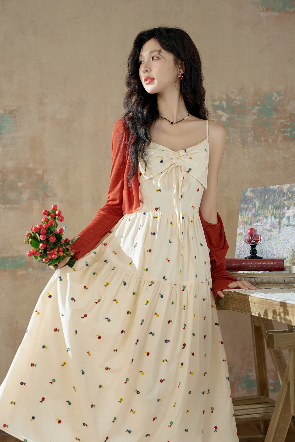 Gaun Tali Spaghetti Maxi untuk Wanita