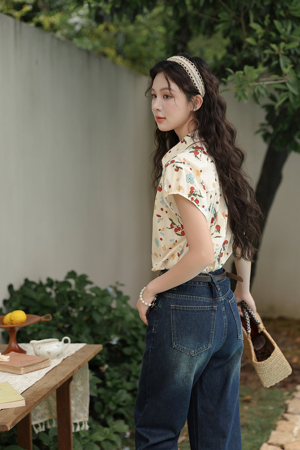 100% Kemeja Pencetakan Katun untuk Wanita