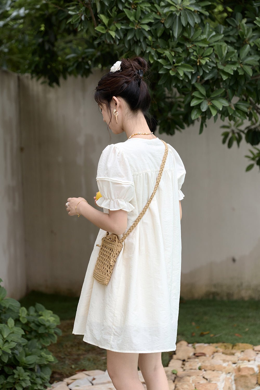 Gaun Midi Solid untuk Wanita