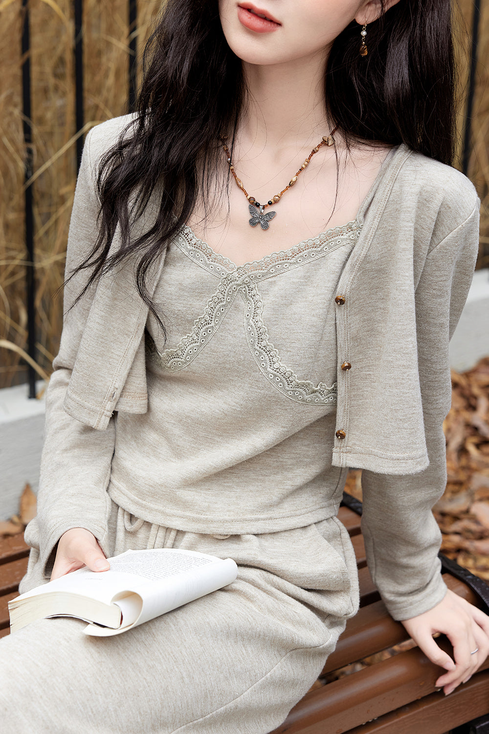 ชุดคาร์ดิแกนถักและกางเกงแยกขาย