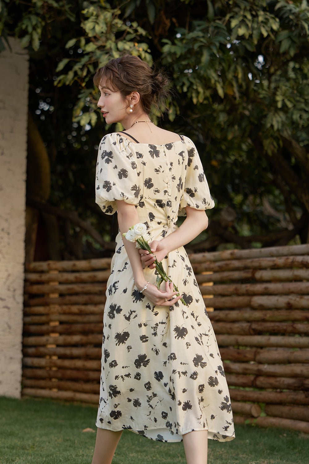 Black Floral Maxi Dress for Women - Mishow