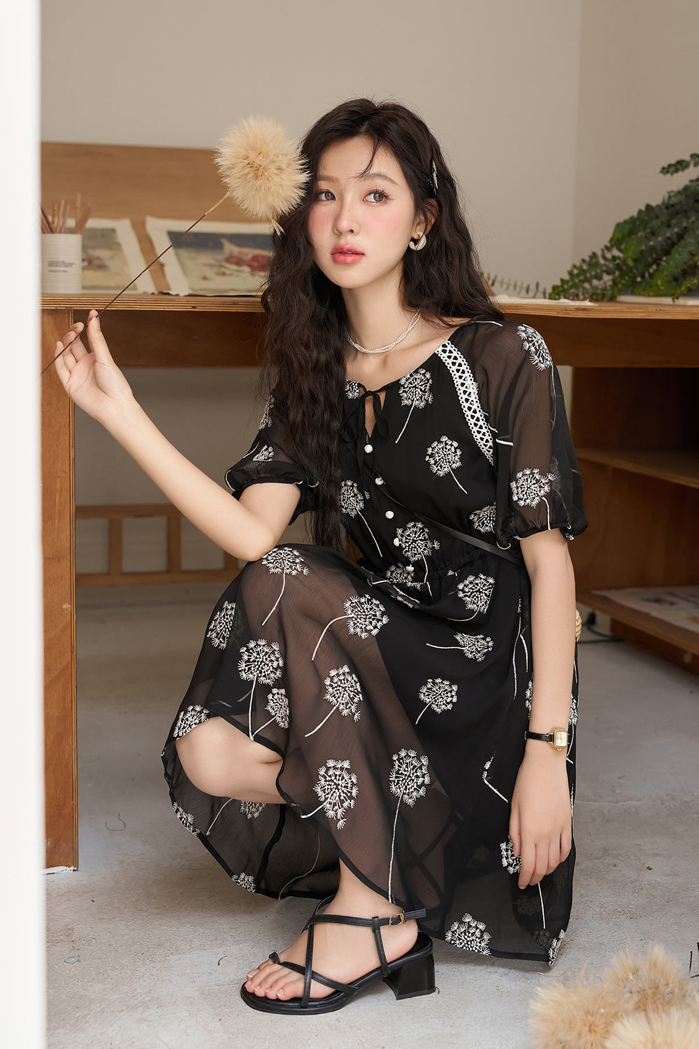 Váy midi chữ A cho nữ