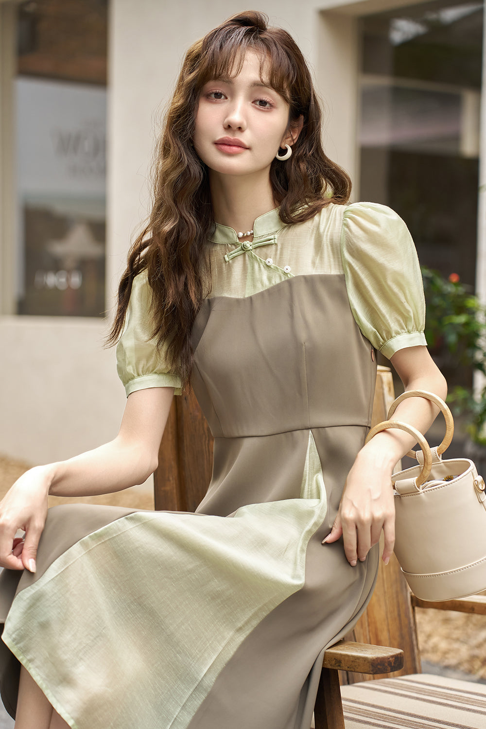 여성용 A라인 미디 드레스