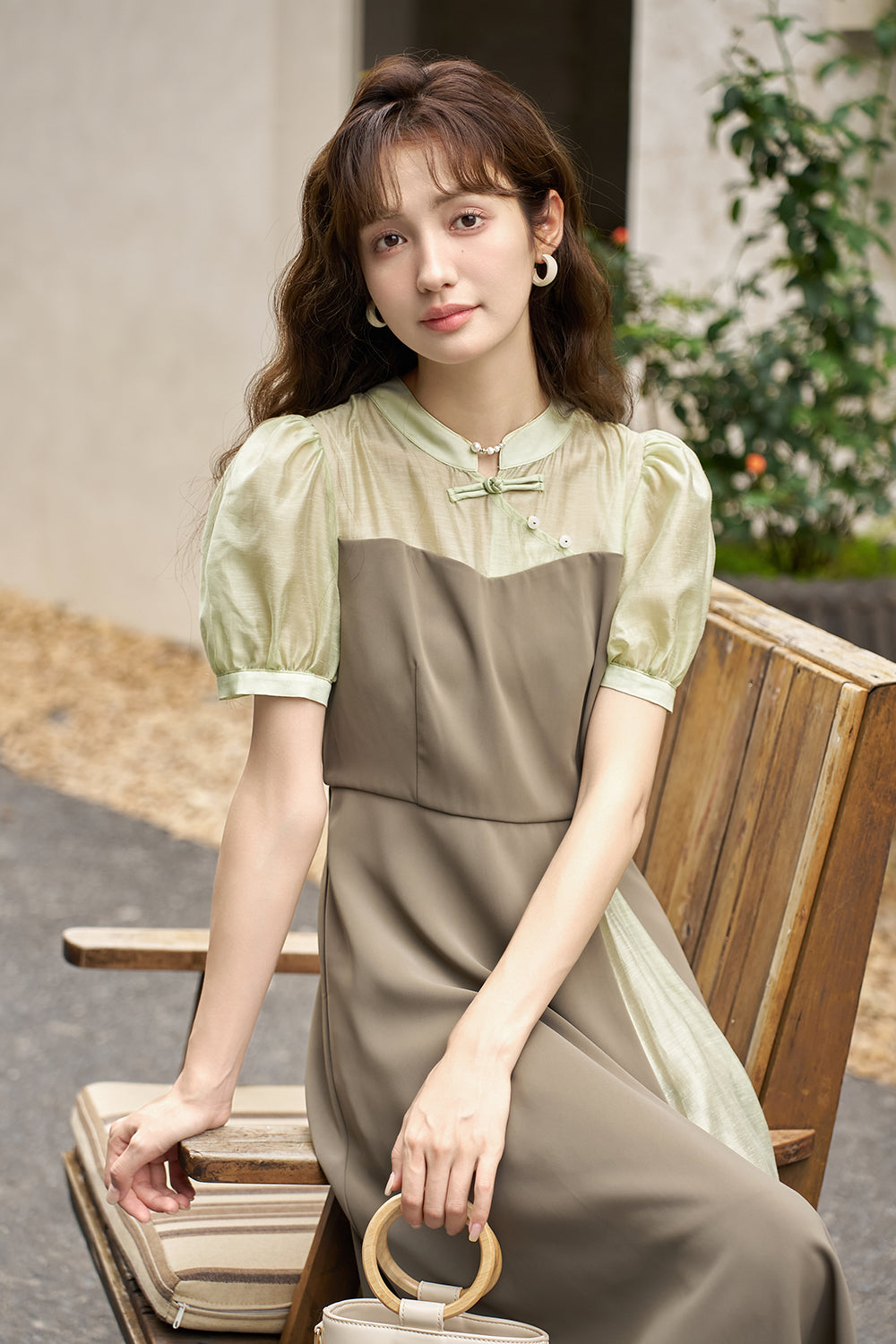 여성용 A라인 미디 드레스