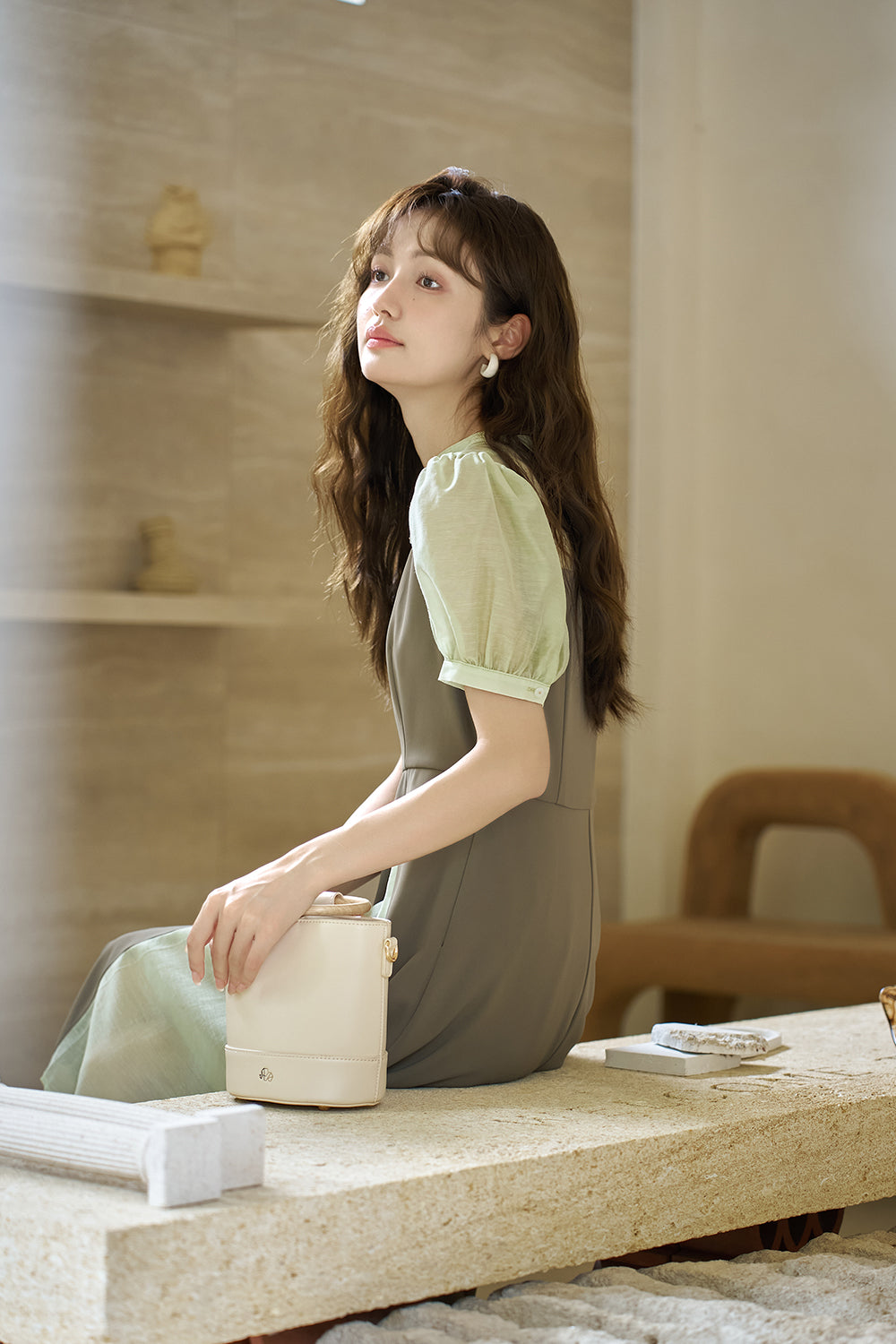 여성용 A라인 미디 드레스