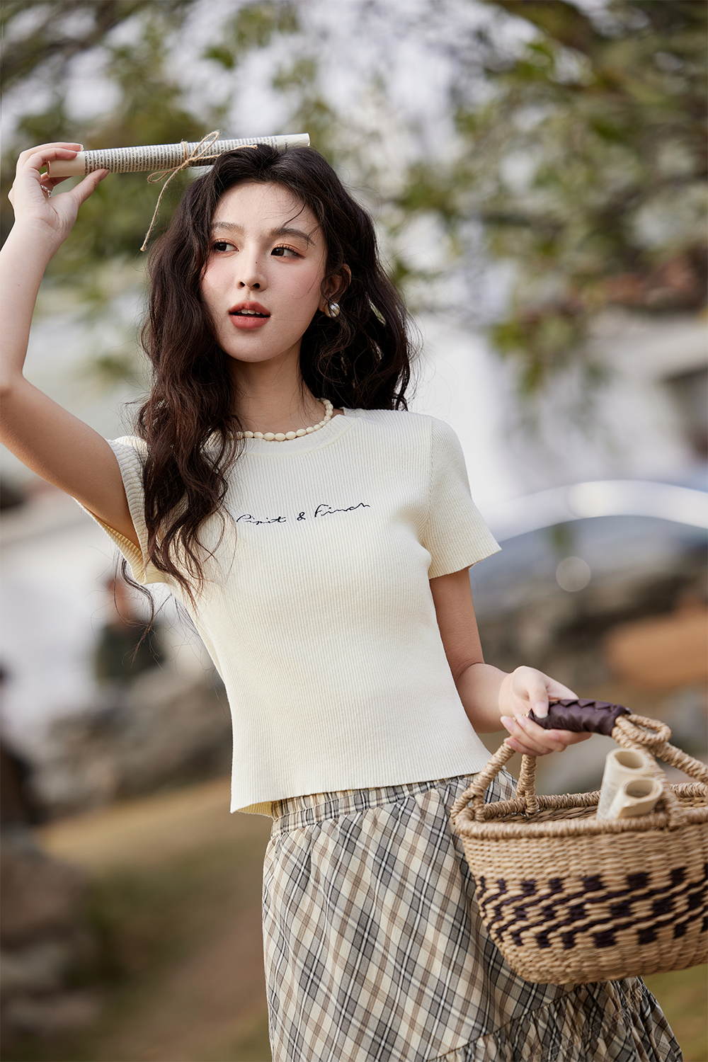 여성용 니트 티셔츠