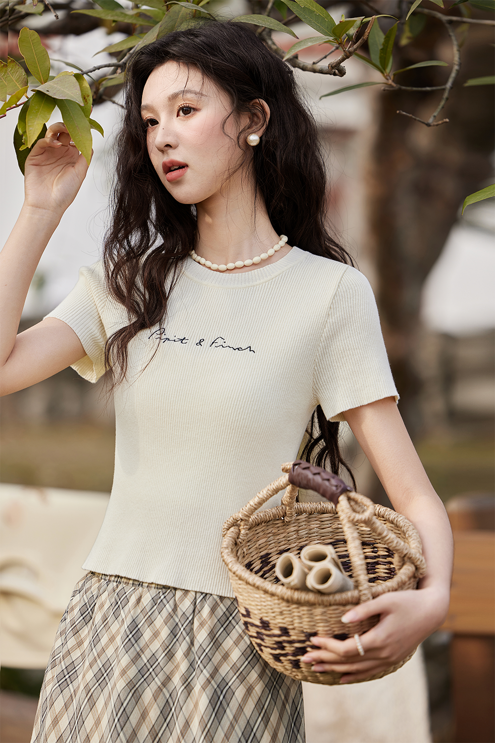 여성용 니트 티셔츠