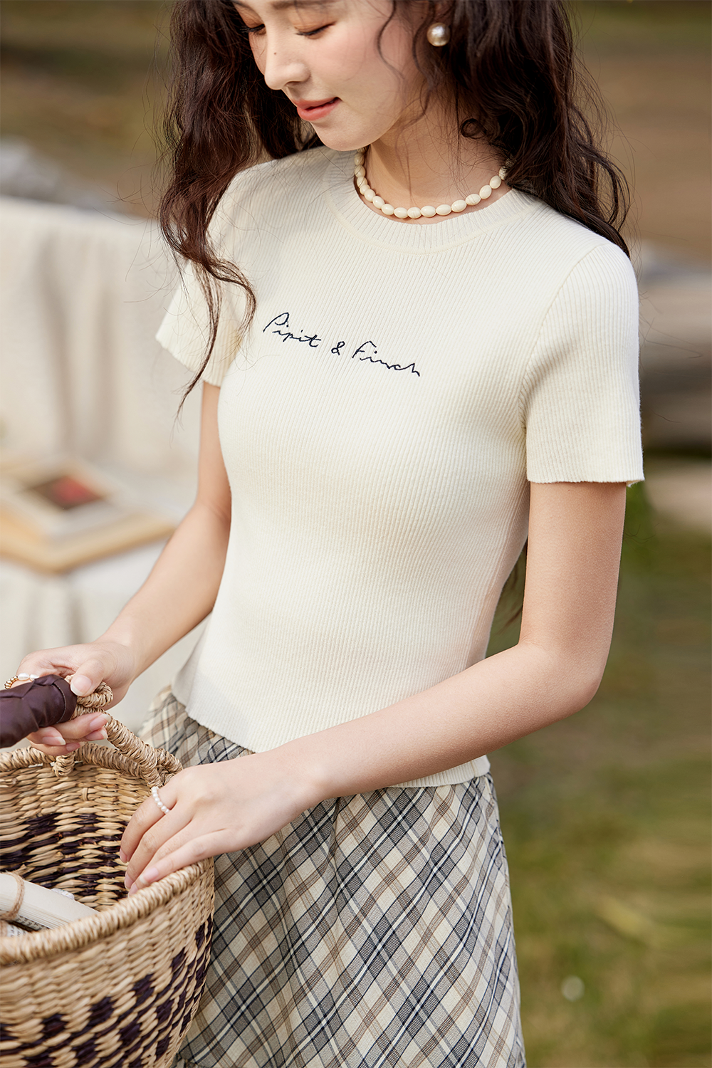 여성용 니트 티셔츠