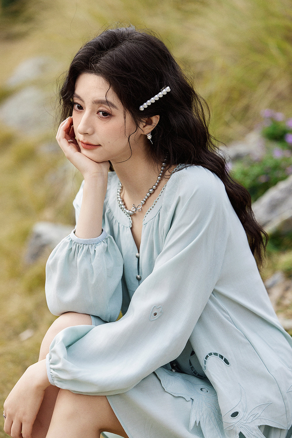 블라우스와 스커트 슈트 세트