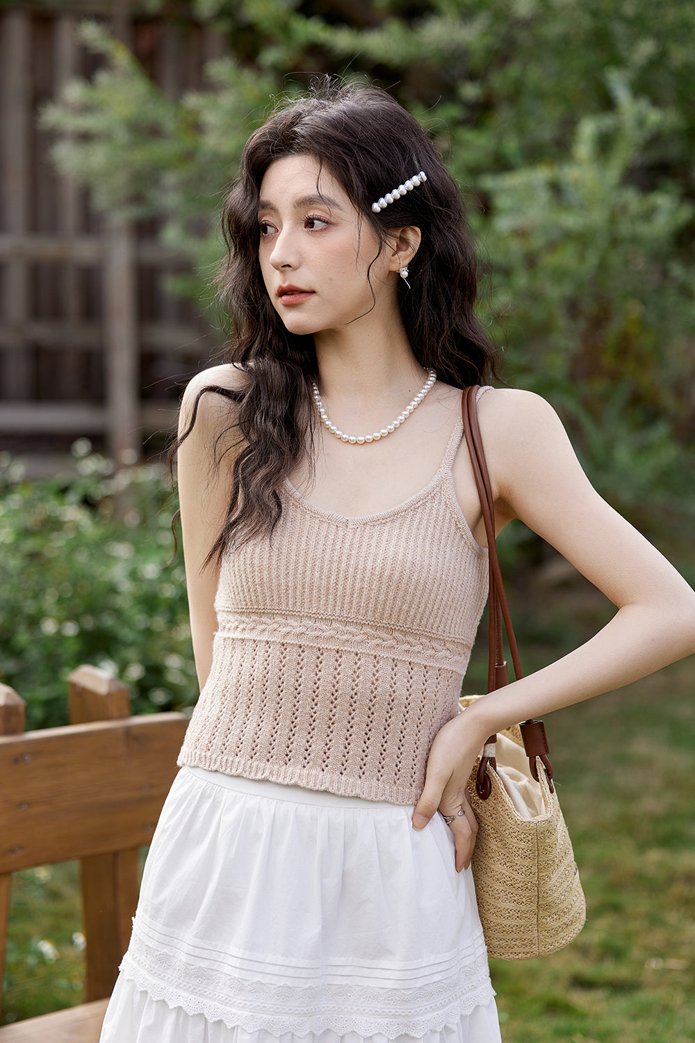 Set Atasan dan Kardigan Tali Spaghetti