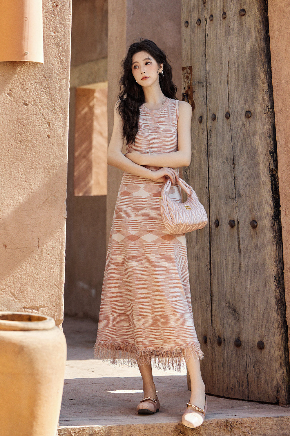 Set Gaun dan Mantel Tali Spaghetti Dijual Terpisah