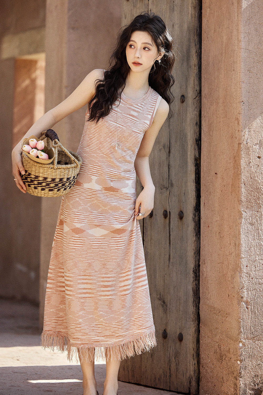 Set Gaun dan Mantel Tali Spaghetti Dijual Terpisah