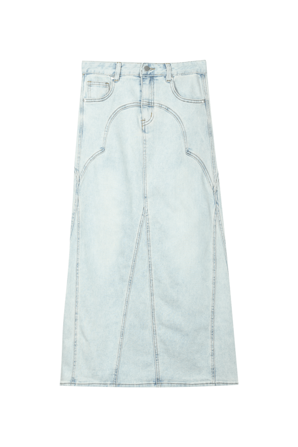 Wanita Pinggang Tinggi Rok Denim Panjang