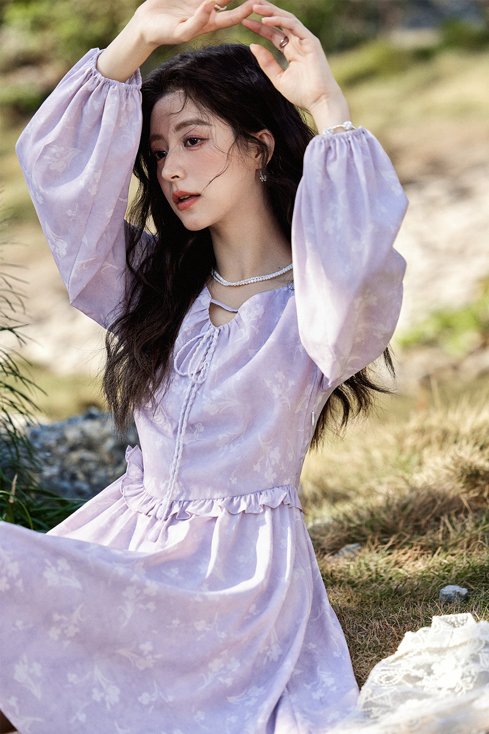 여성용 A라인 미디 드레스