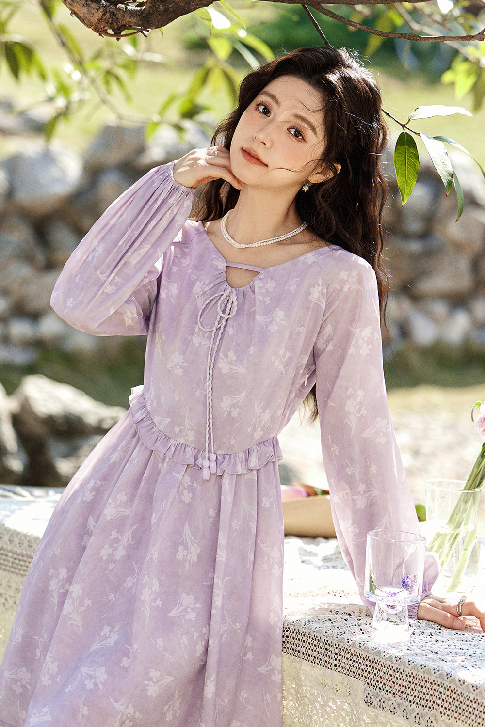 여성용 A라인 미디 드레스