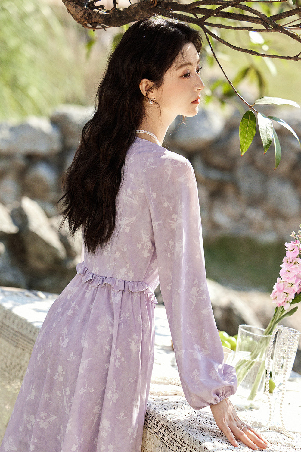 여성용 A라인 미디 드레스