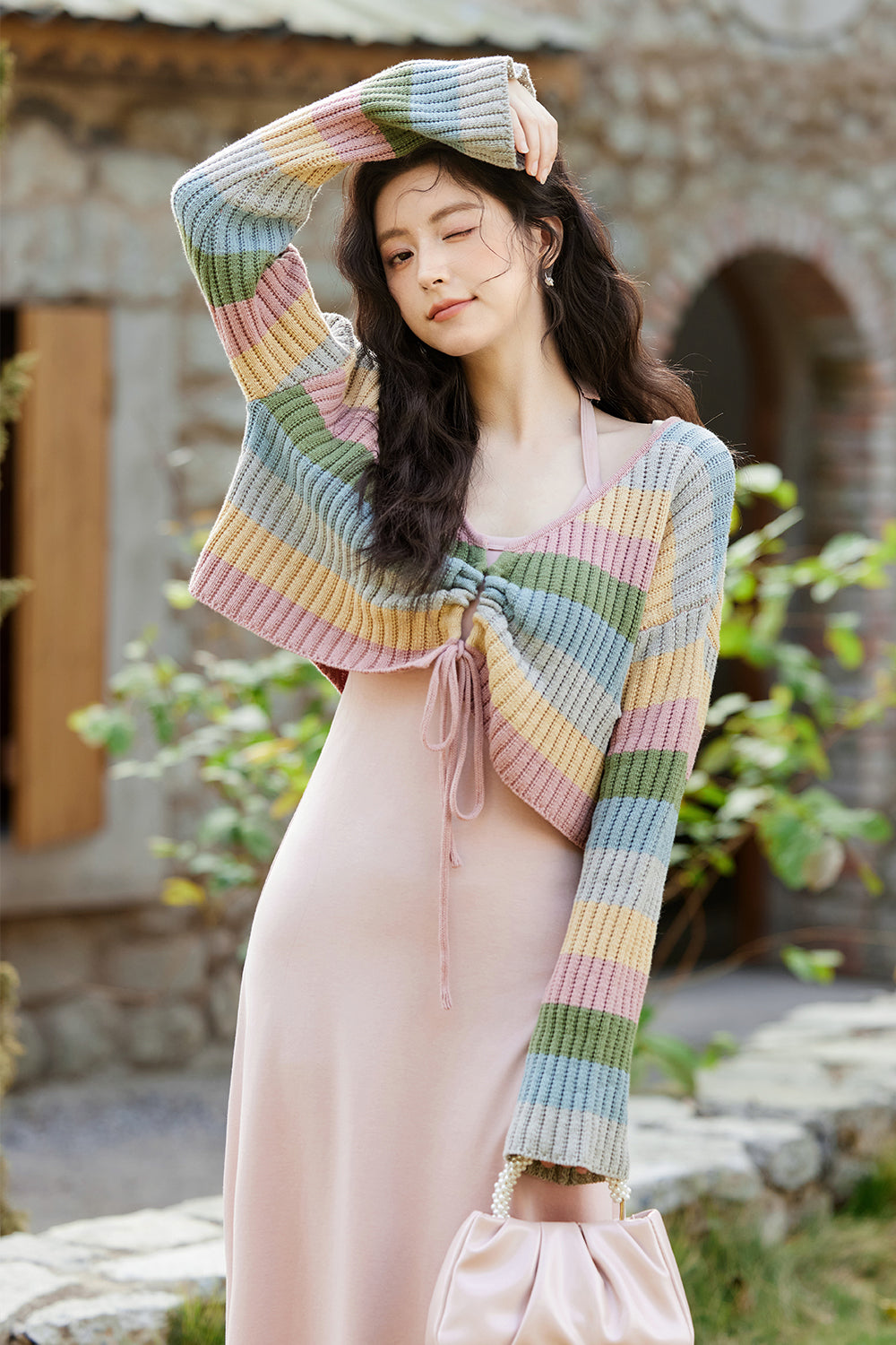 Set Gaun dan Mantel Tali Spaghetti Dijual Terpisah