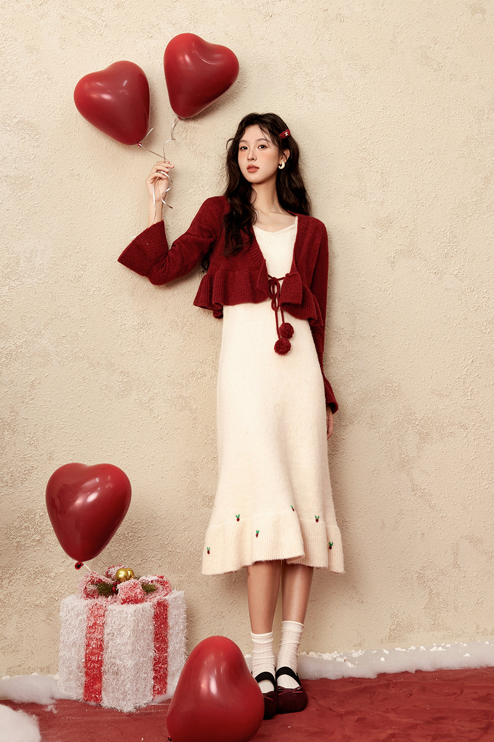 Set Gaun dan Mantel Tali Spaghetti Dijual Terpisah