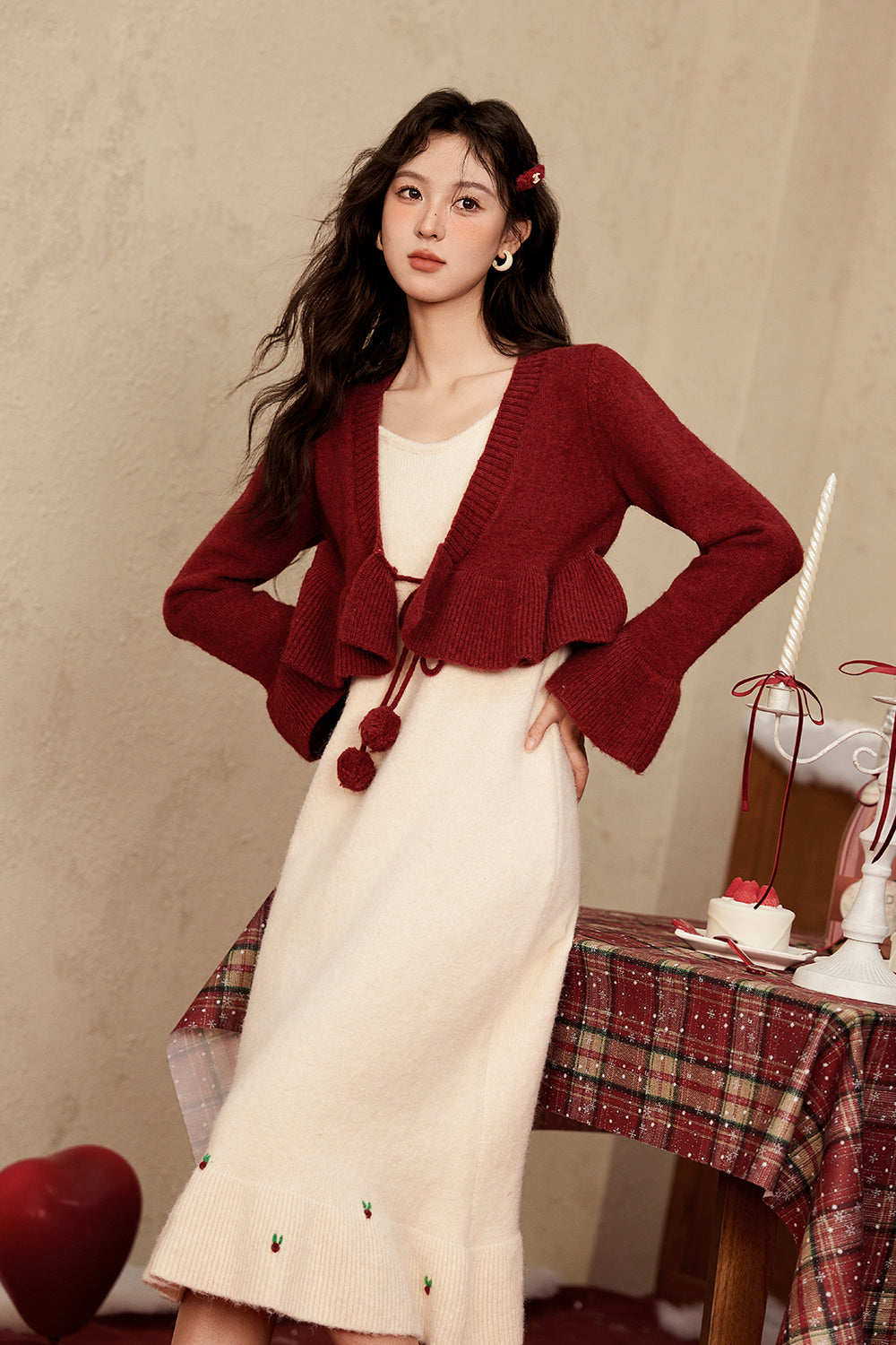 Set Gaun dan Mantel Tali Spaghetti Dijual Terpisah