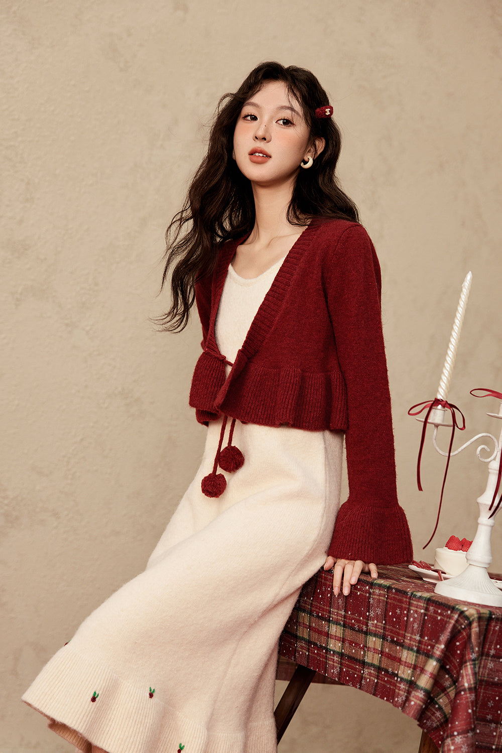 Set Gaun dan Mantel Tali Spaghetti Dijual Terpisah