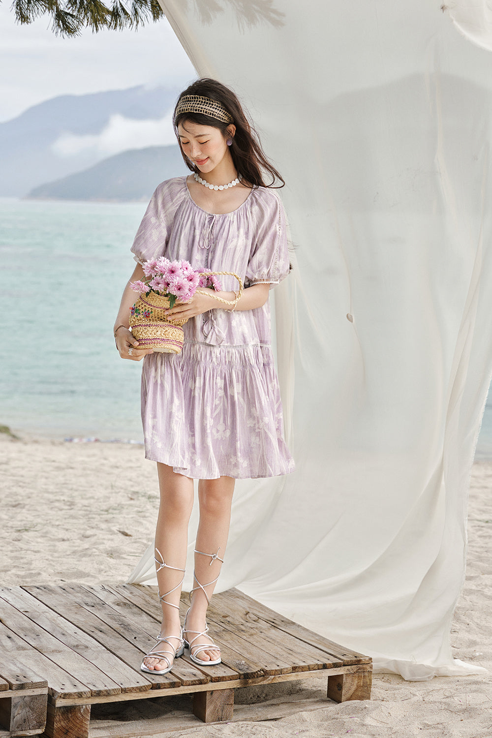 여성용 A라인 미니드레스