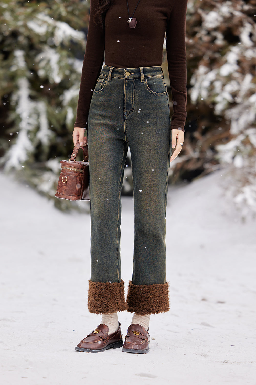 Jeans Denim Musim Dingin untuk Wanita