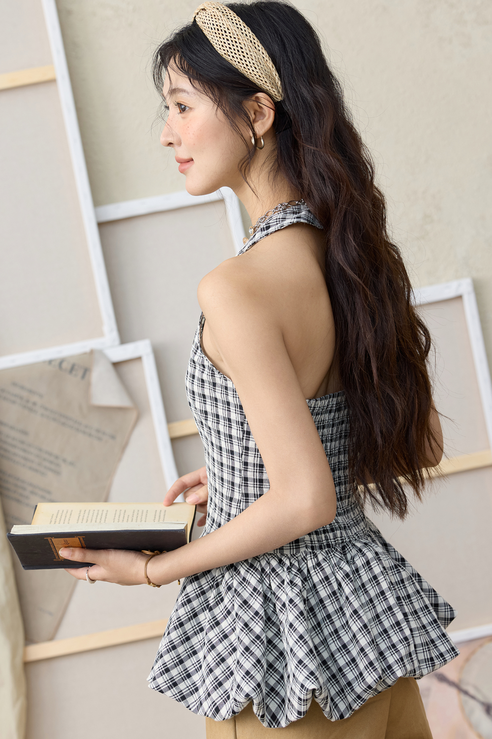 여성용 홀터 블라우스
