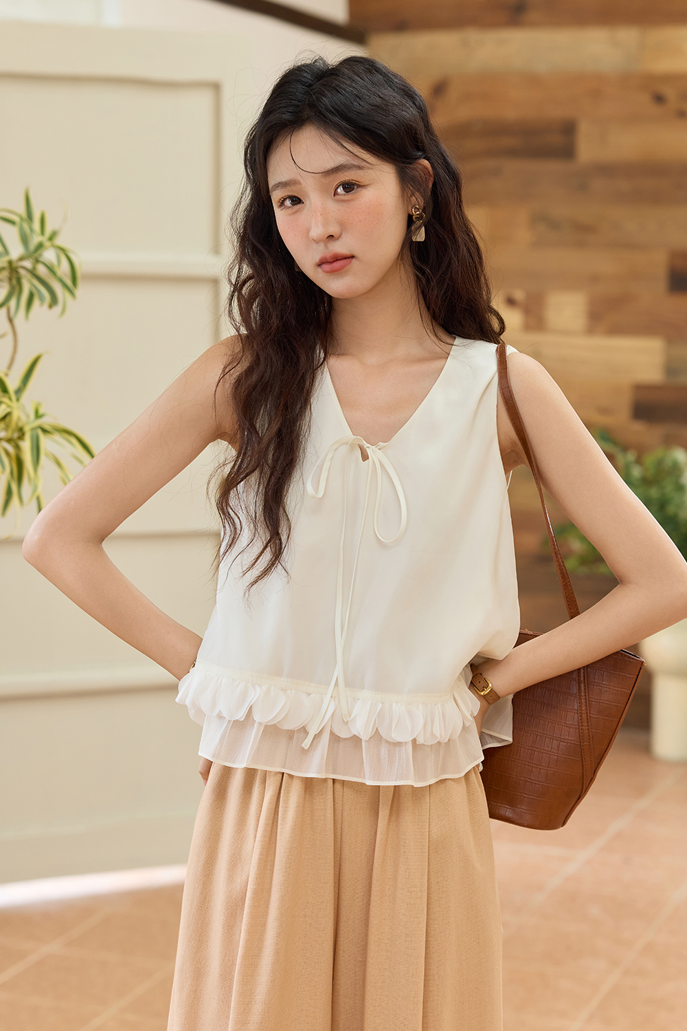 여성용 민소매 블라우스