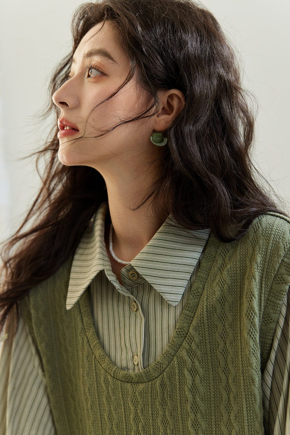 Kemeja Rajutan Dua Potong Palsu untuk Wanita