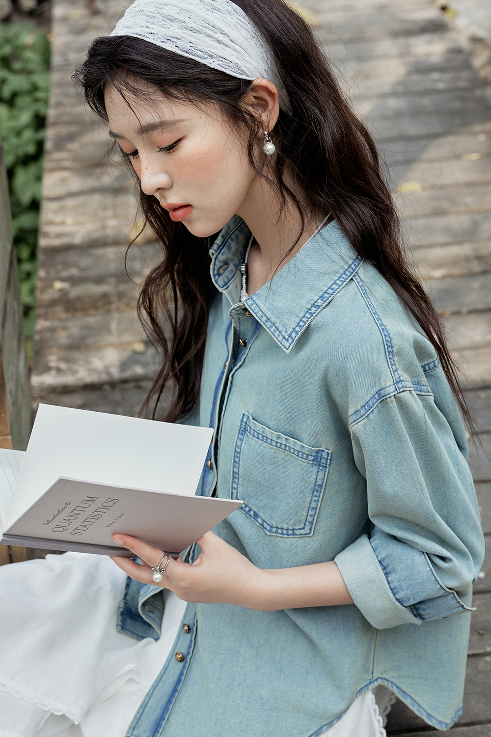 여성용 데님 셔츠