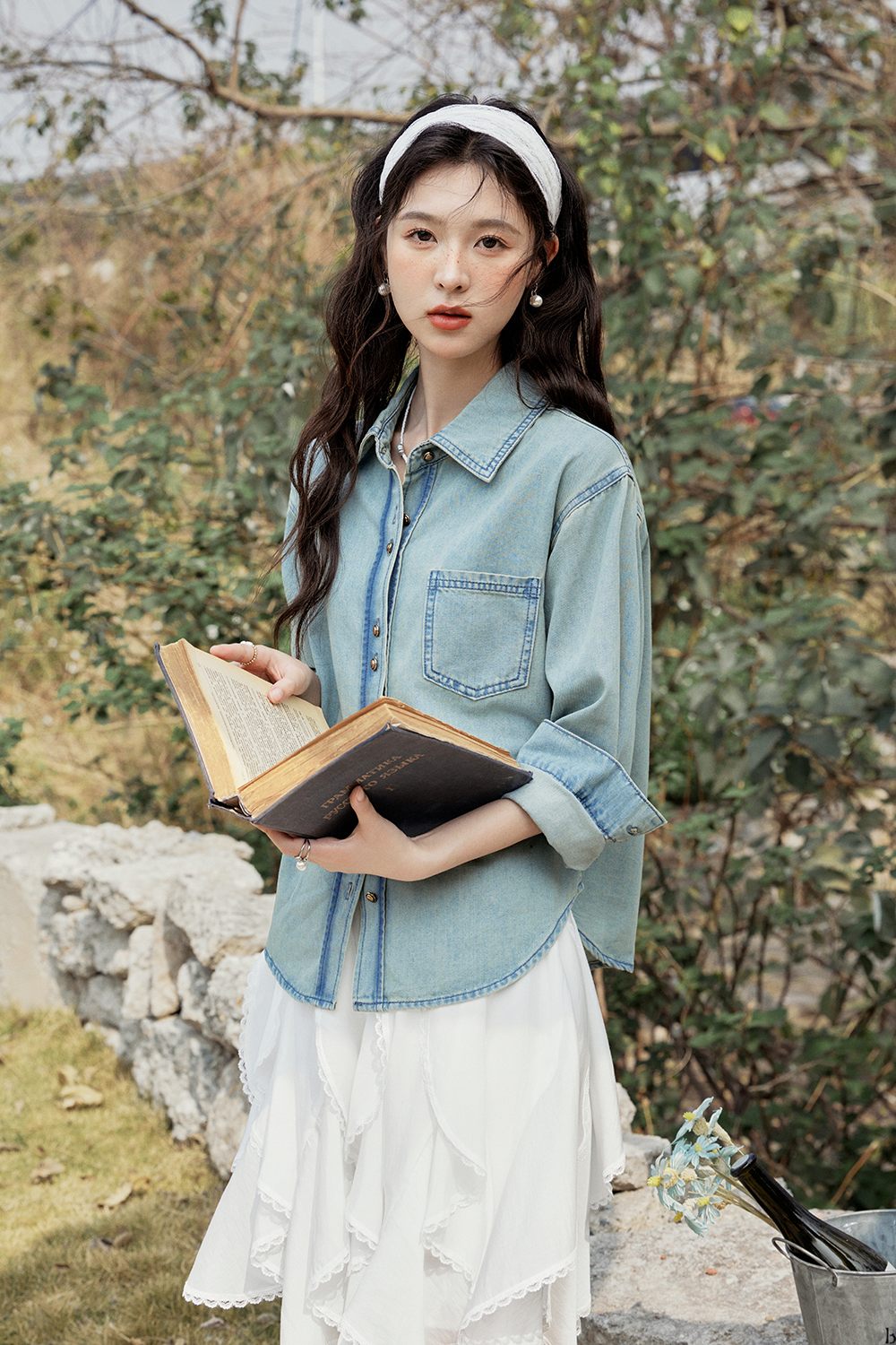여성용 데님 셔츠
