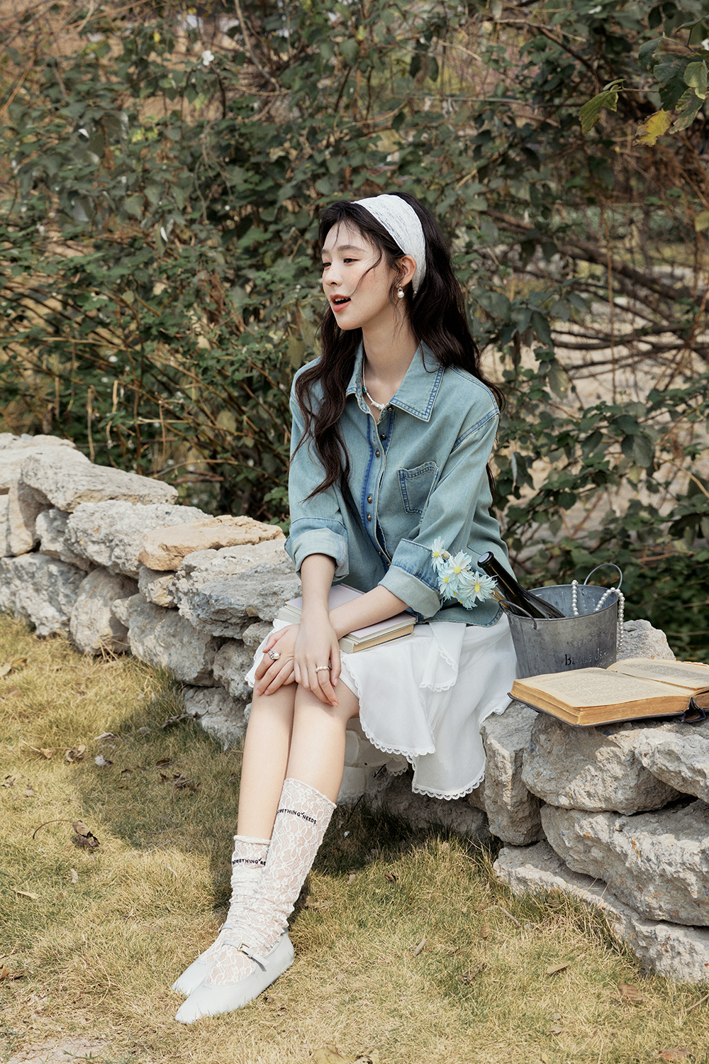 여성용 데님 셔츠