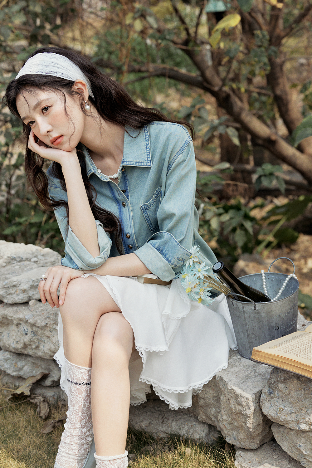 여성용 데님 셔츠