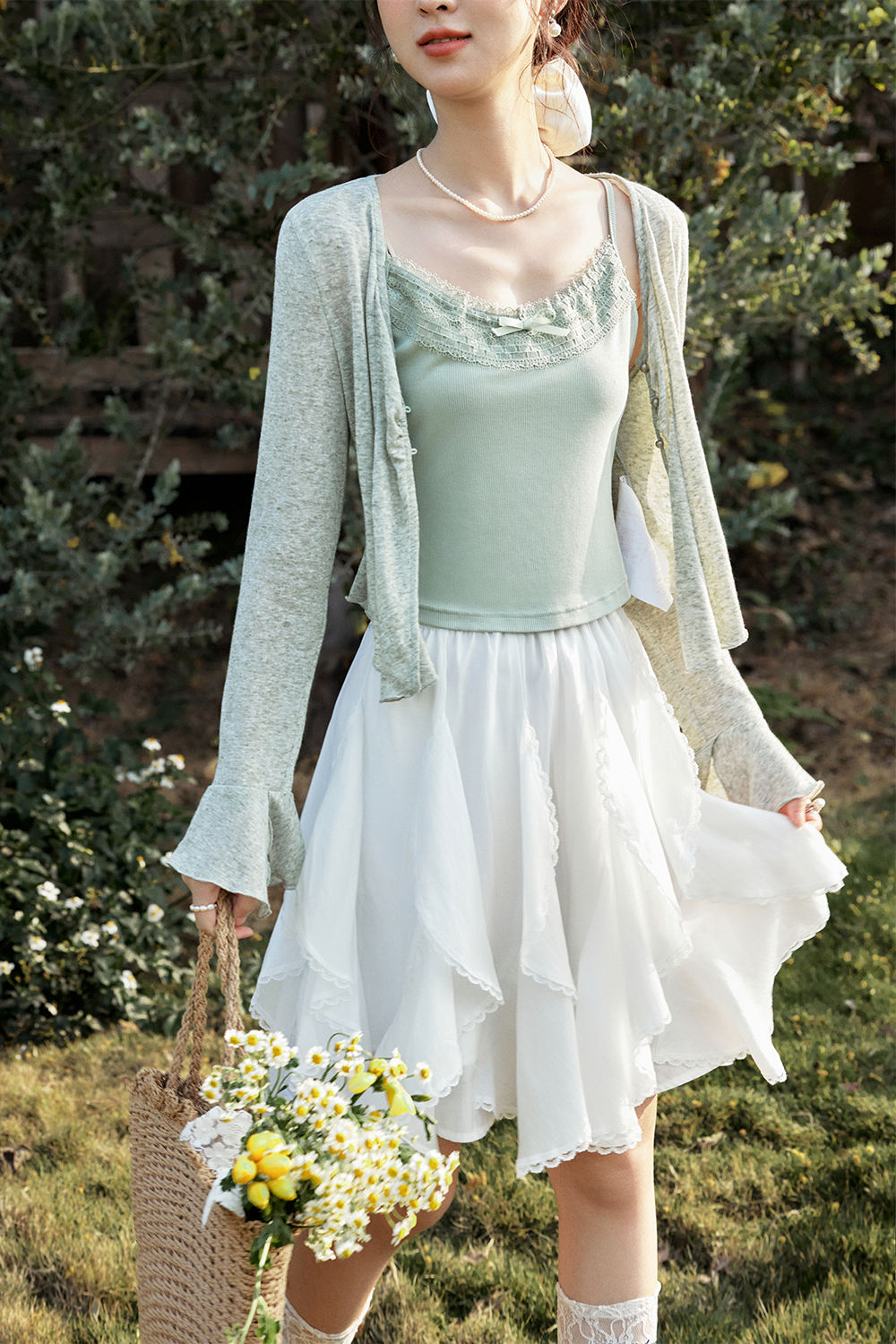Bộ đồ len cardigan cho nữ