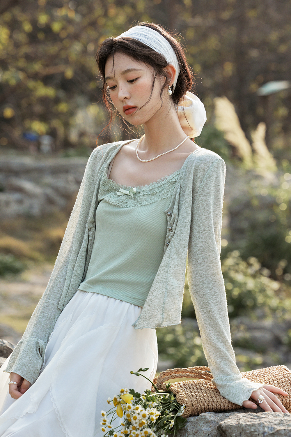 Bộ đồ len cardigan cho nữ