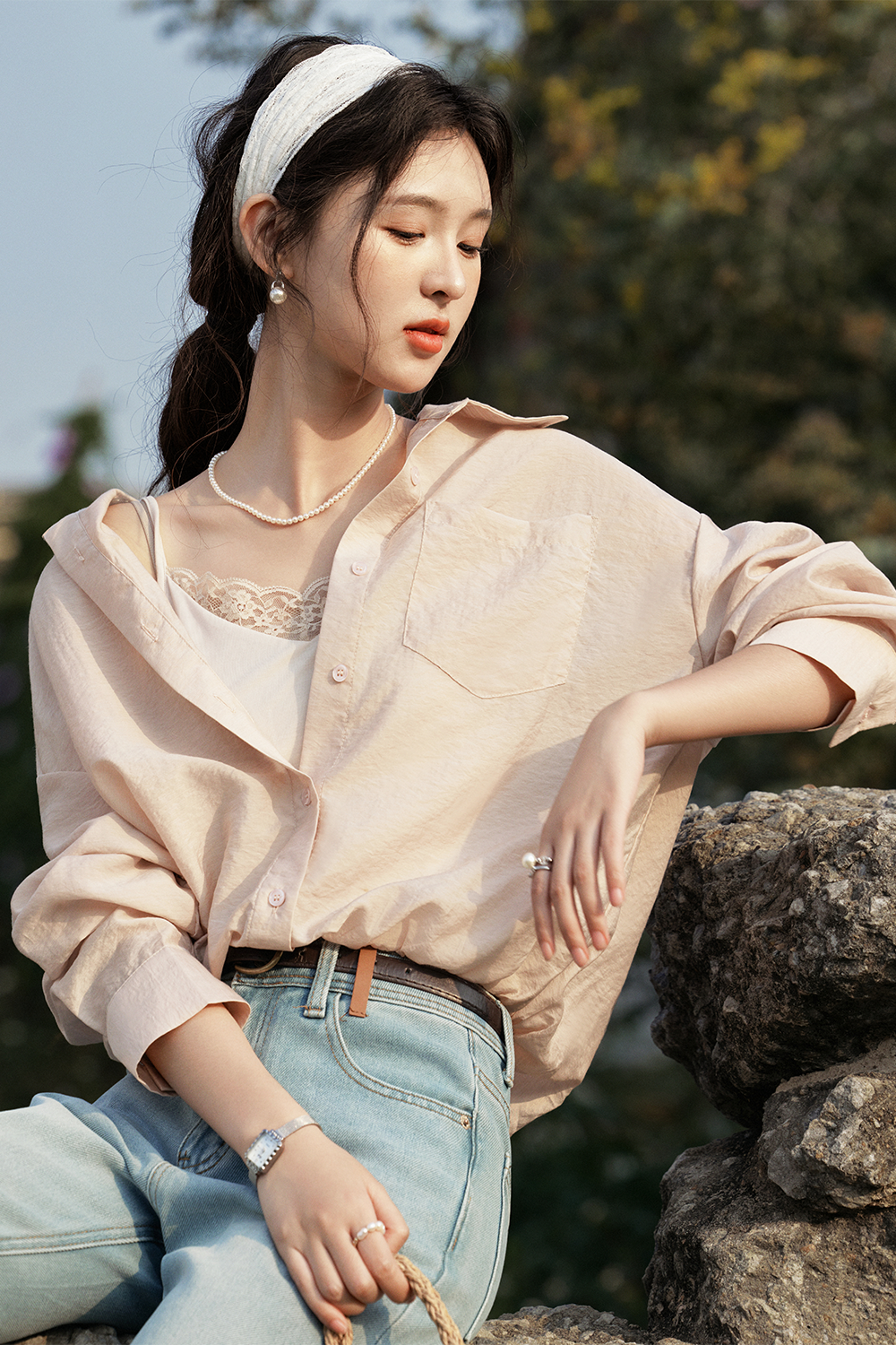 Shirt+Spaghetti Strap Top for Women