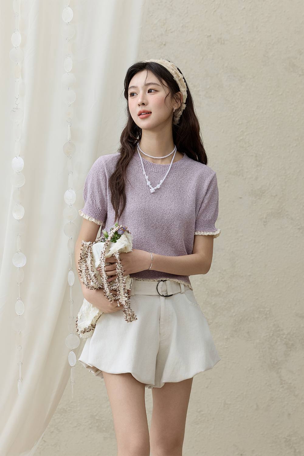 여성용 니트 티셔츠