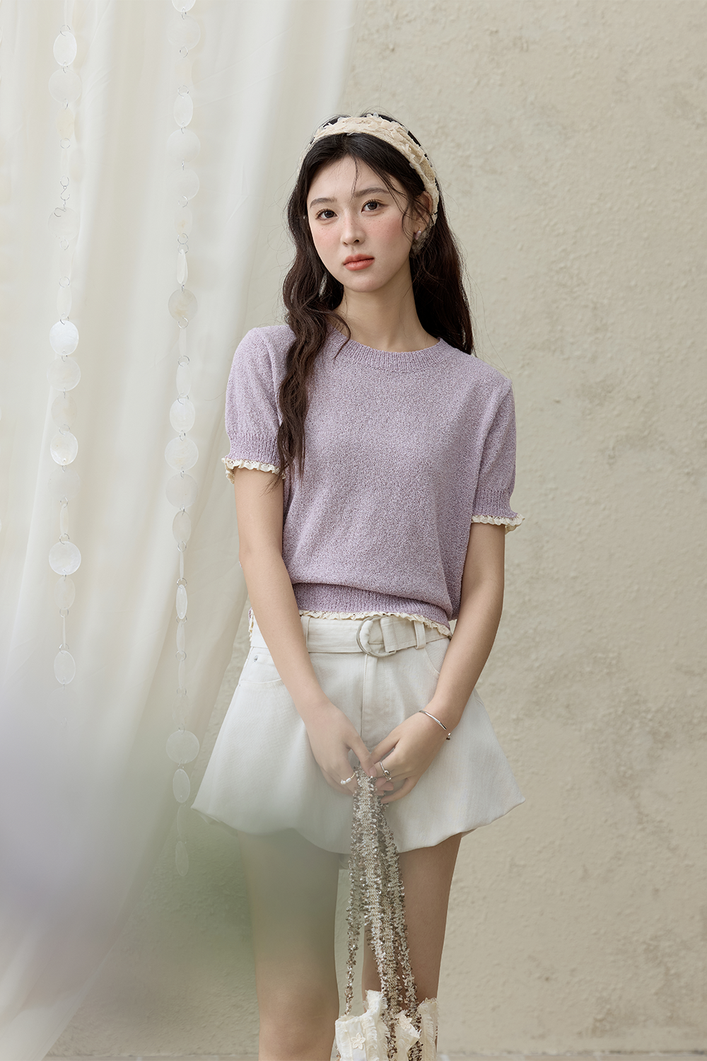 여성용 니트 티셔츠