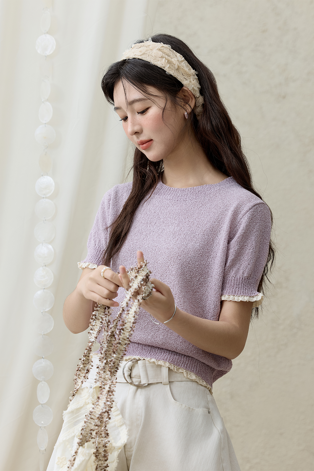 여성용 니트 티셔츠