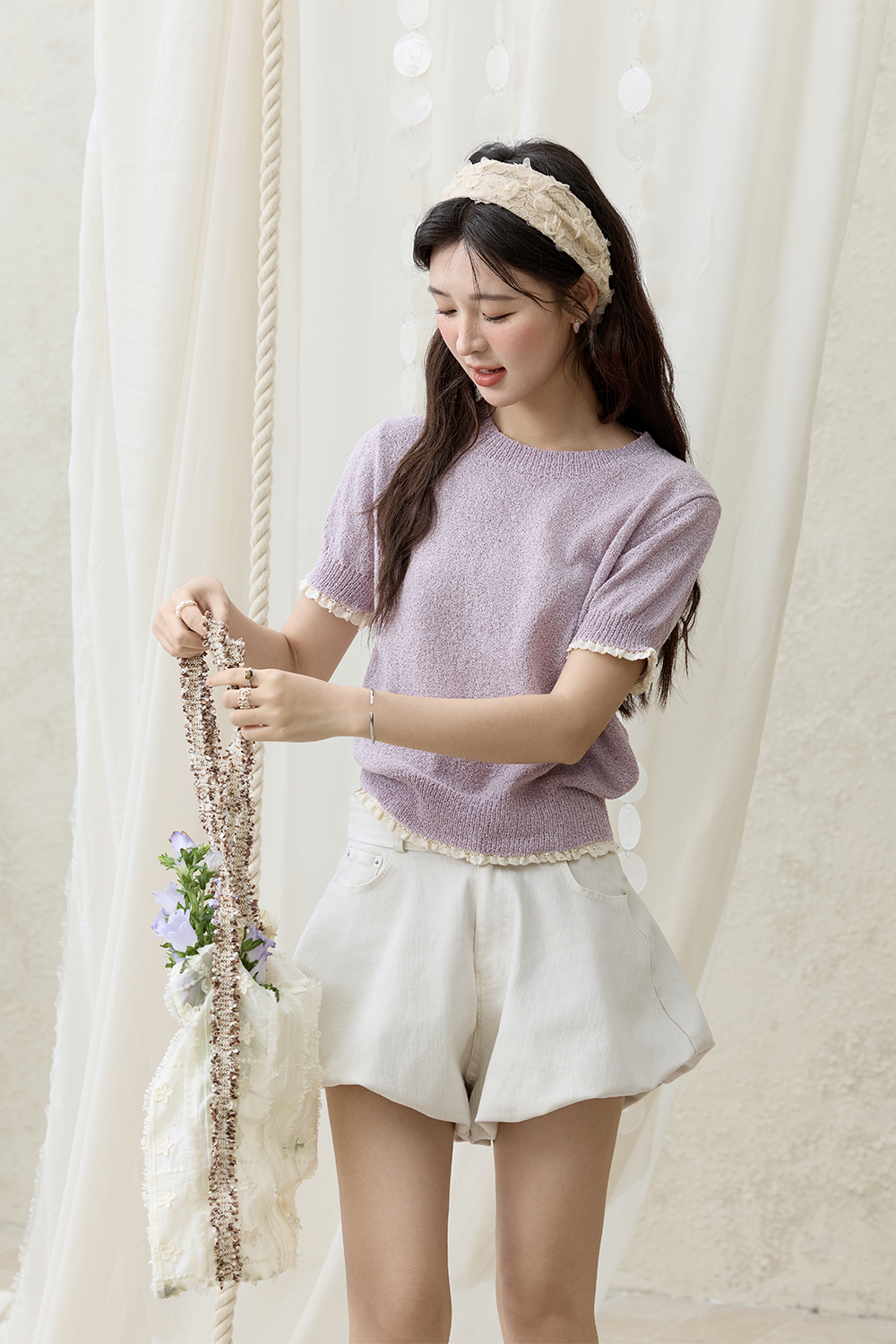 여성용 니트 티셔츠