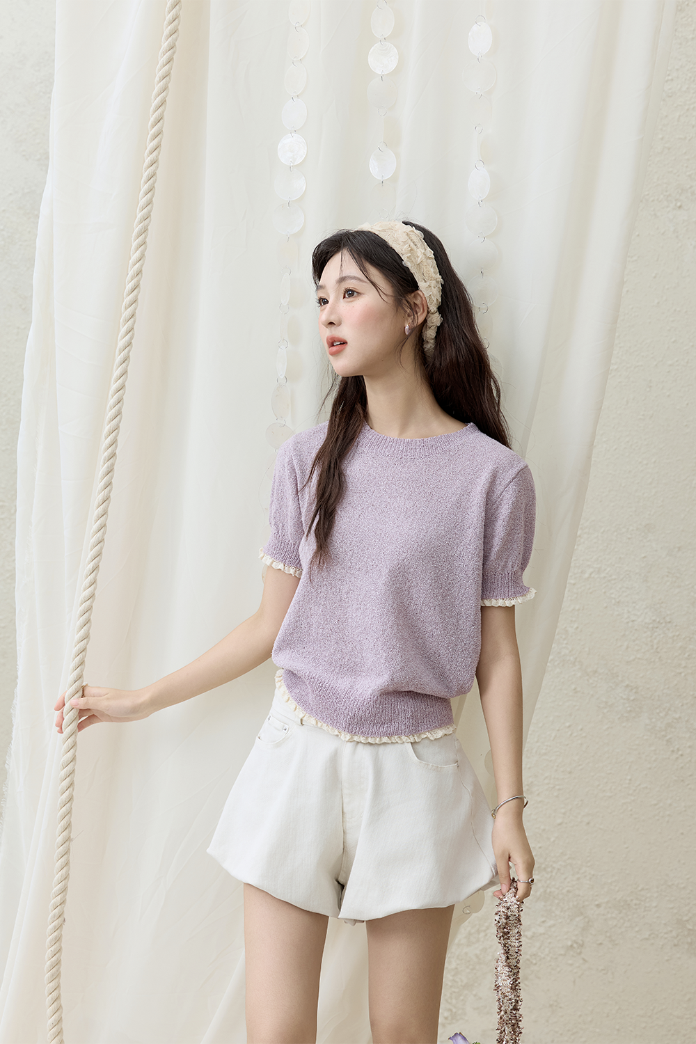 여성용 니트 티셔츠