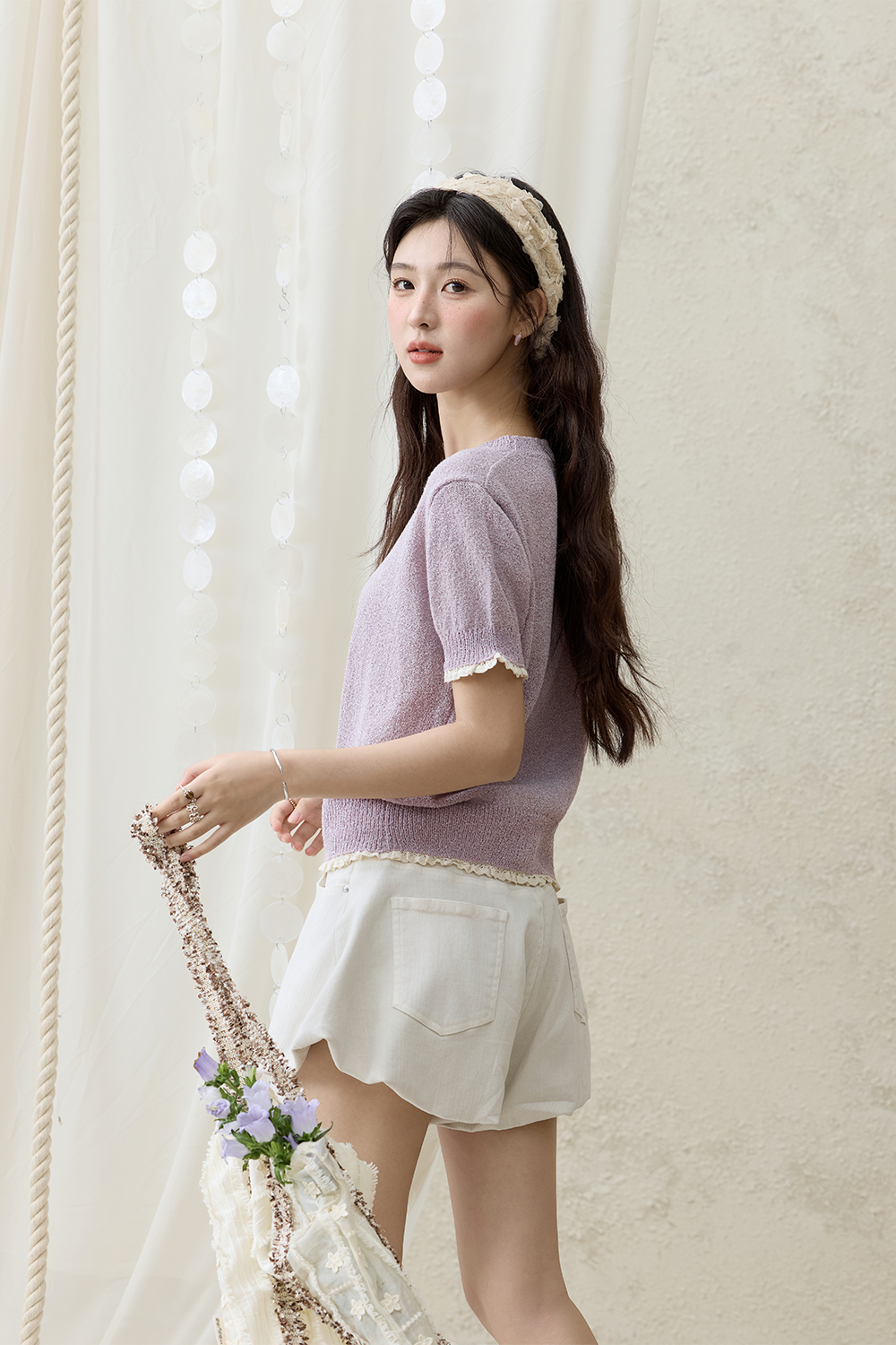 여성용 니트 티셔츠