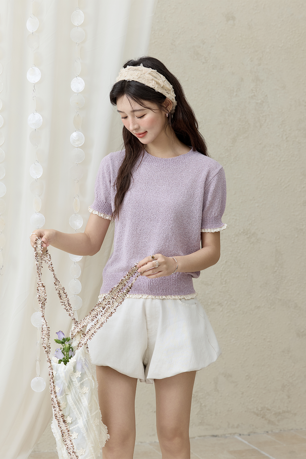 여성용 니트 티셔츠