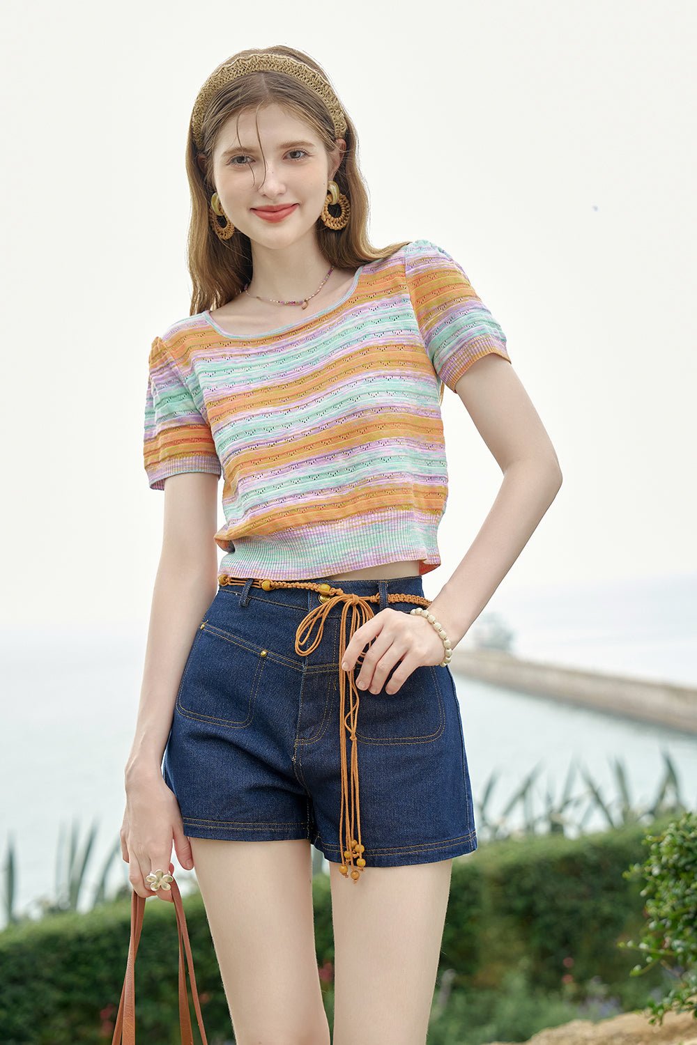 Striped Knit T-shirt for Women