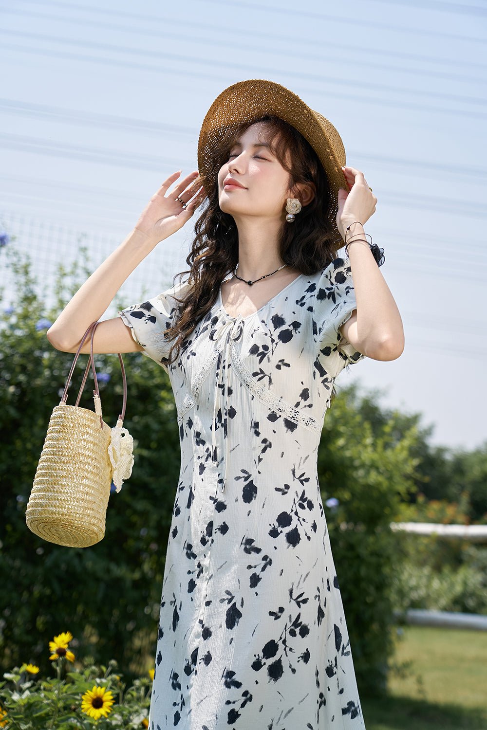 Black Floral Dress for Women - Mishow